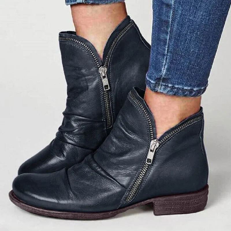Bottines Orthopédiques En Cuir Avec Fermeture Éclair