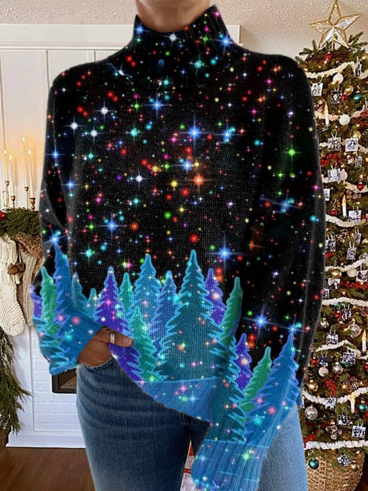 Pull De Noël À Motif D’étoiles
