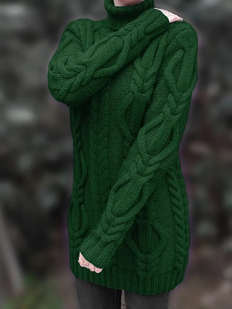 Pull-Robe À Col Roulé En Maille Torsadée Épaisse