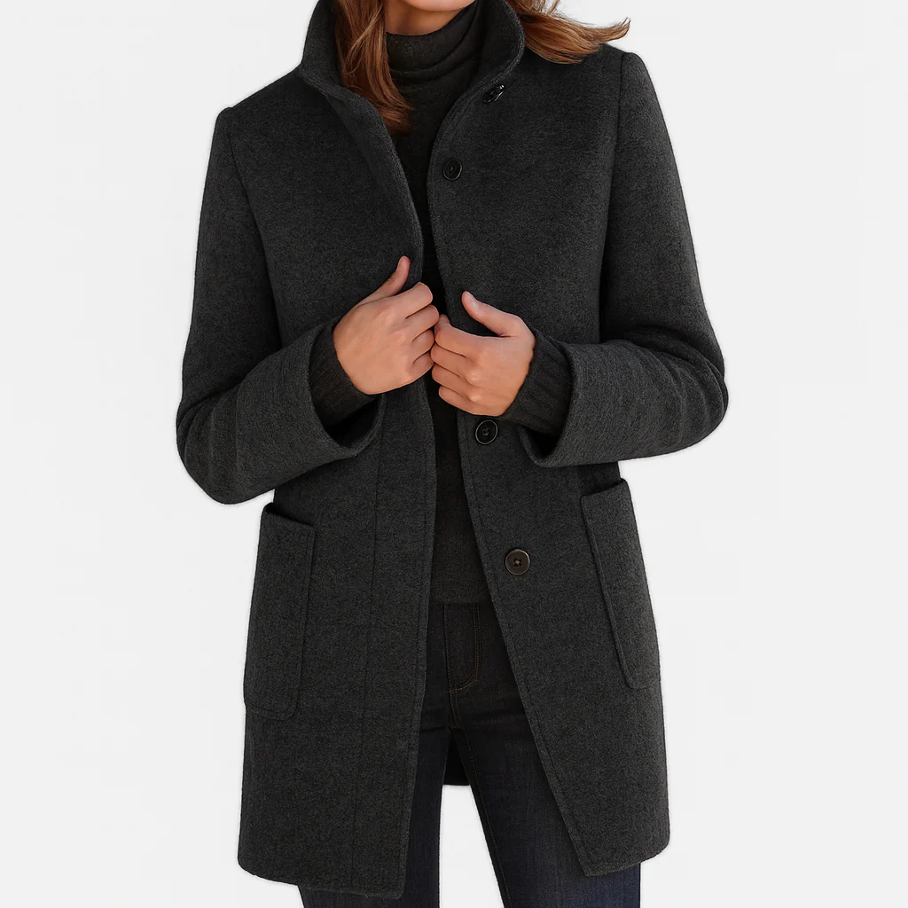 Manteau Rosie À Col Montant En Laine Douce