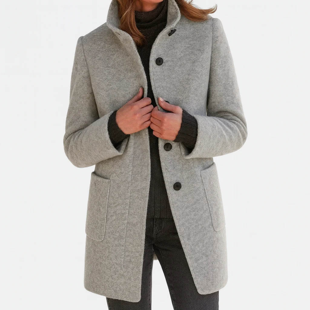 Manteau Rosie À Col Montant En Laine Douce