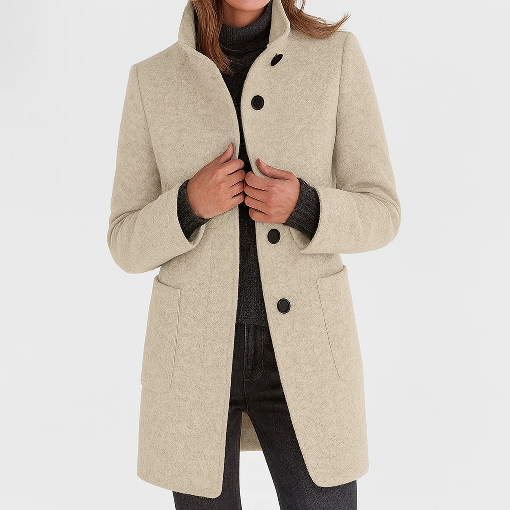 Manteau Rosie À Col Montant En Laine Douce