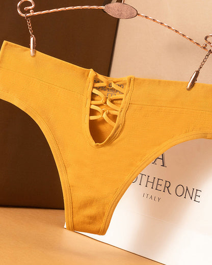 Mid-waist High-elasticity Comfortable Sexy Hollow-out Seamless Thong