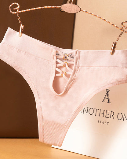 Mid-waist High-elasticity Comfortable Sexy Hollow-out Seamless Thong