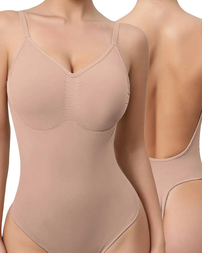 Women's V-neck Breathable Seamless Thong Bodysuit Body Shaper